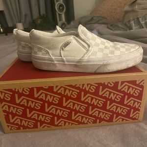 Vans all white checkered shoes. Girls size 1